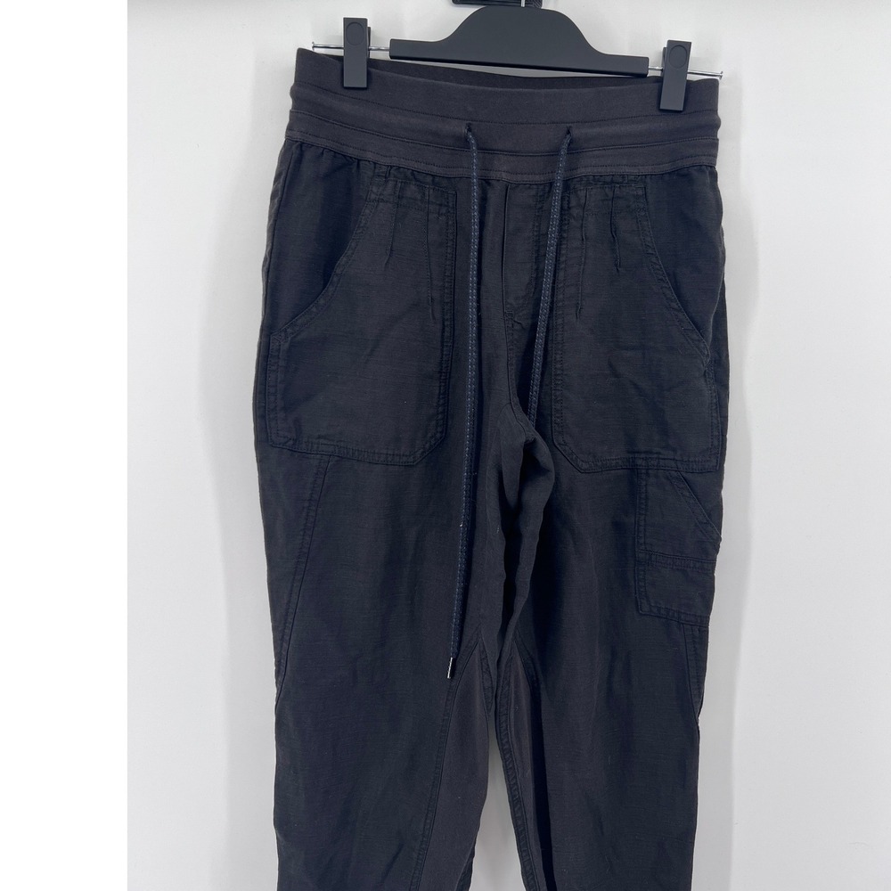 Anthropologie The Nomad Black Lyocell Linen Blend Jogger Cargo Pants XSP